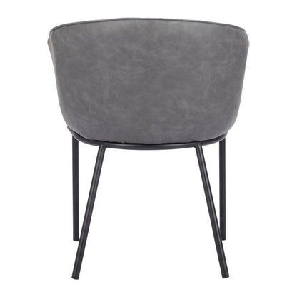 Gray and Black Faux Leather Dining Arm Chair