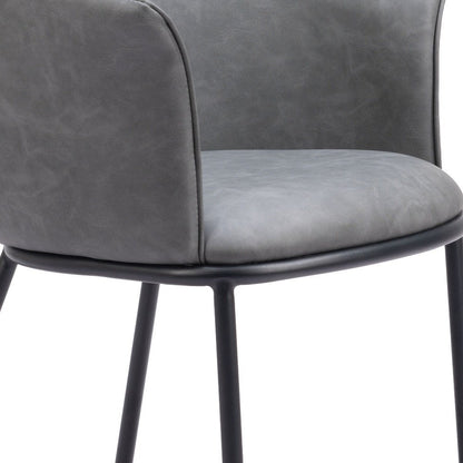 Gray and Black Faux Leather Dining Arm Chair
