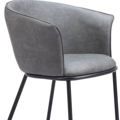 Gray and Black Faux Leather Dining Arm Chair