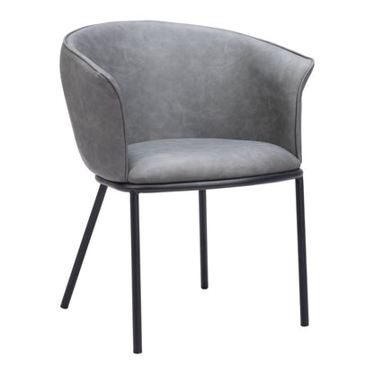 Gray and Black Faux Leather Dining Arm Chair