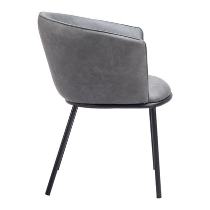 Gray and Black Faux Leather Dining Arm Chair