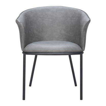 Gray and Black Faux Leather Dining Arm Chair