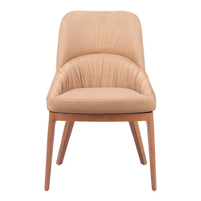 Set of Two Tan and Brown Upholstery Dining Side Chairs
