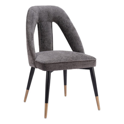 Gray Black and Gold Faux Fur Open Back Dining Side Chair