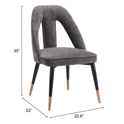Gray Black and Gold Faux Fur Open Back Dining Side Chair