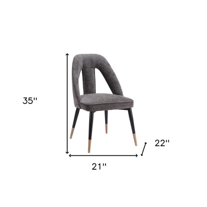 Gray Black and Gold Faux Fur Open Back Dining Side Chair