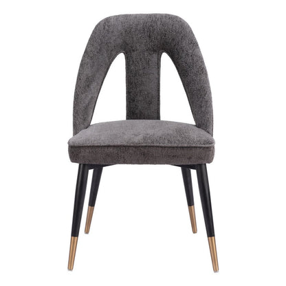 Gray Black and Gold Faux Fur Open Back Dining Side Chair