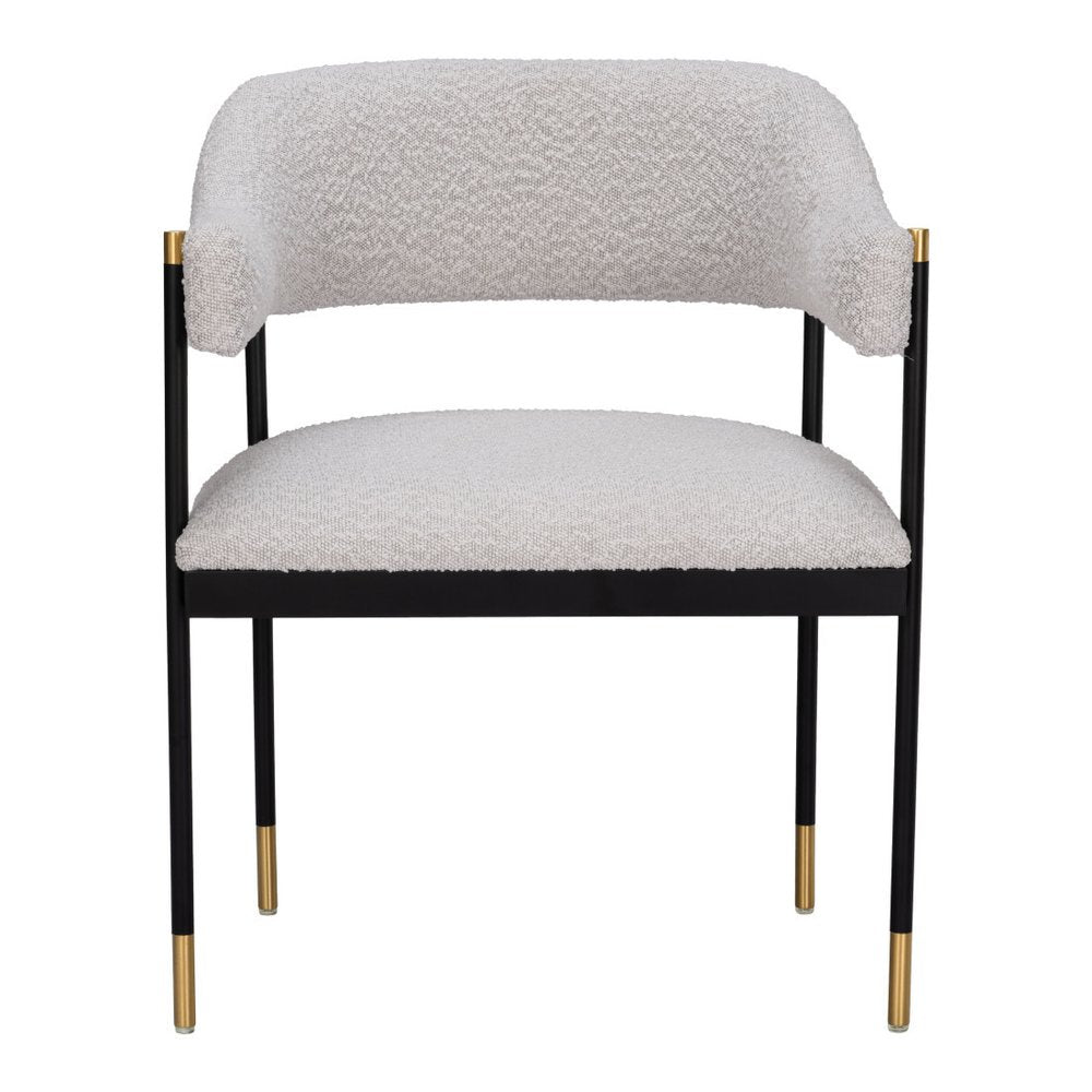 Gray Black and Gold Faux Fur Open Back Dining Arm Chair