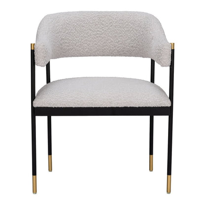 Gray Black and Gold Faux Fur Open Back Dining Arm Chair