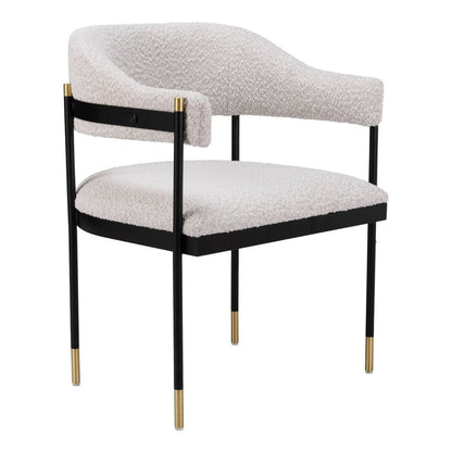 Gray Black and Gold Faux Fur Open Back Dining Arm Chair