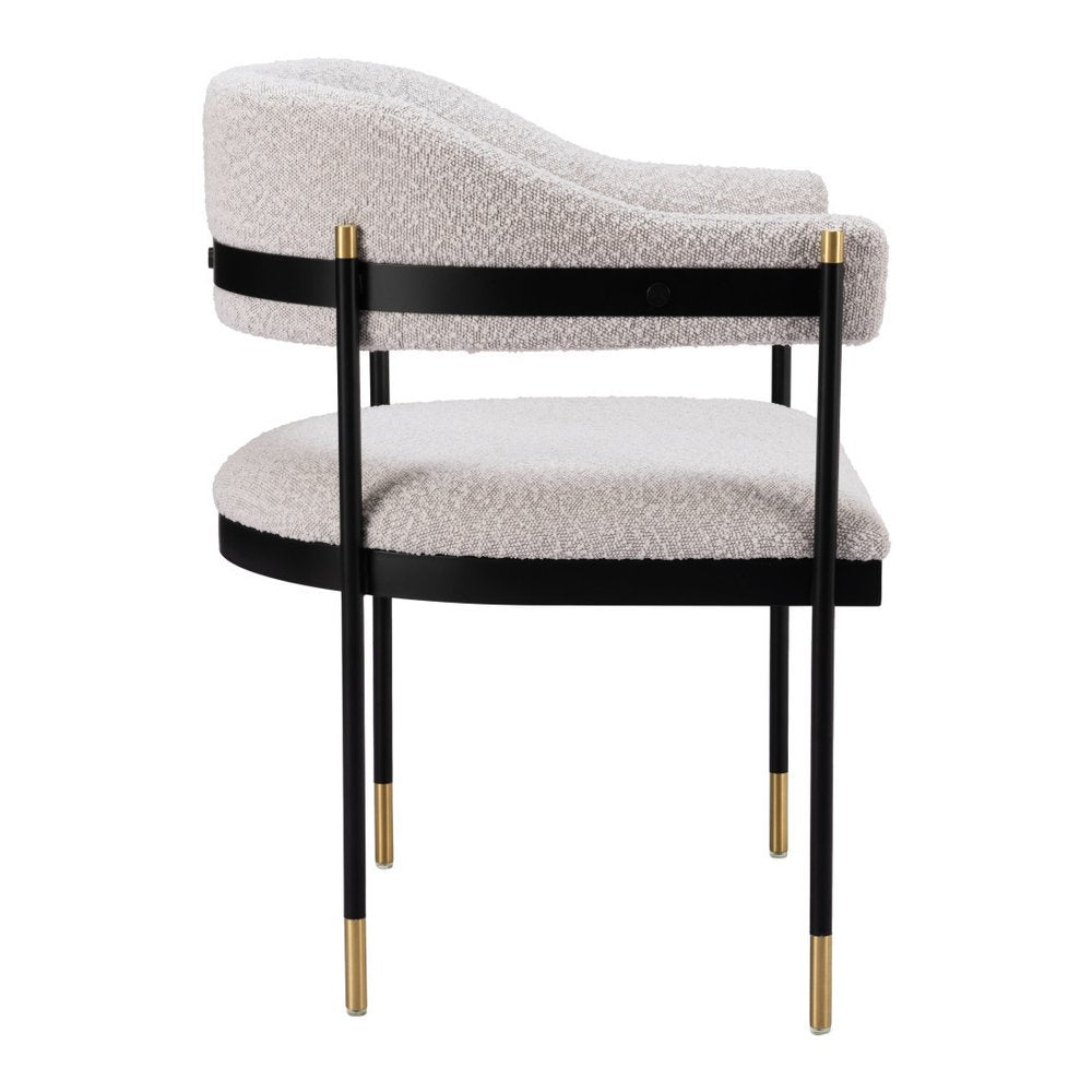 Gray Black and Gold Faux Fur Open Back Dining Arm Chair