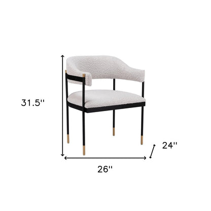 Gray Black and Gold Faux Fur Open Back Dining Arm Chair