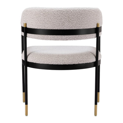 Gray Black and Gold Faux Fur Open Back Dining Arm Chair