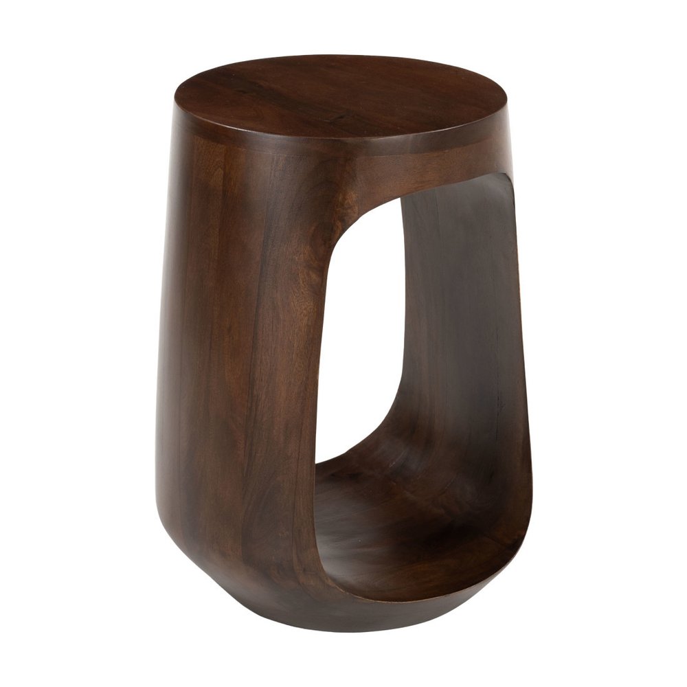 18" Walnut Solid Wood Round Pedestal End Table
