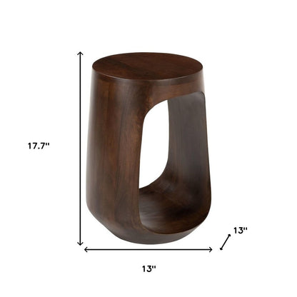 18" Walnut Solid Wood Round Pedestal End Table