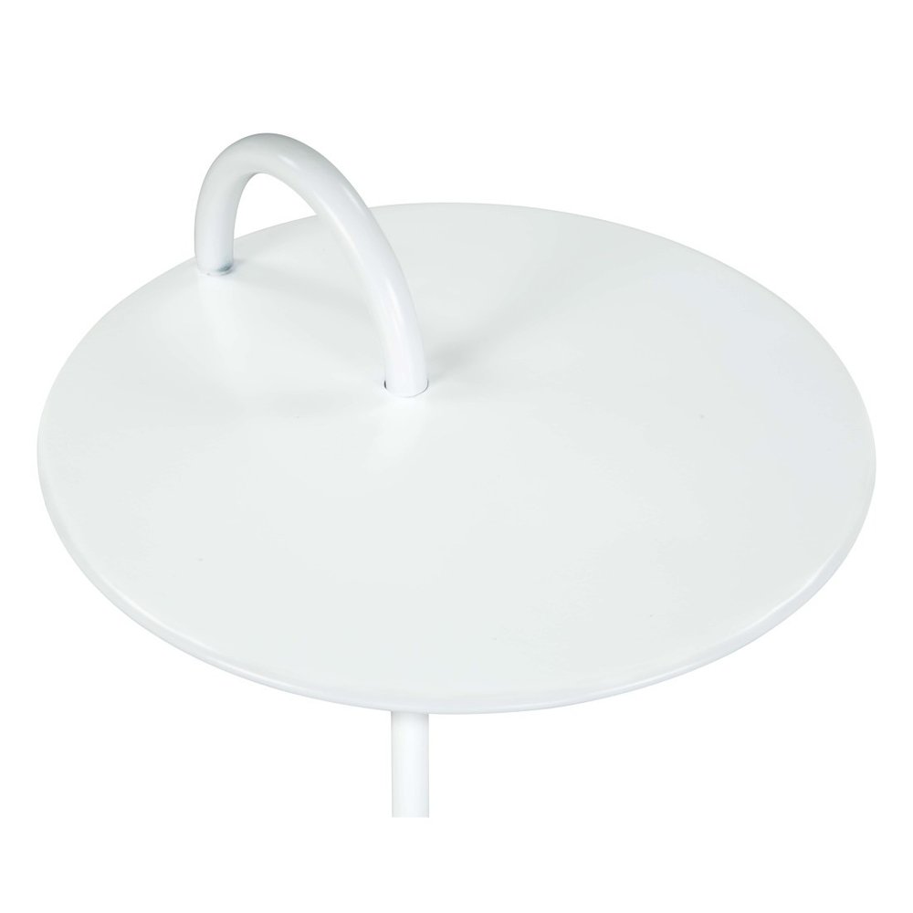 25" White Iron And Marble Round Pedestal End Table