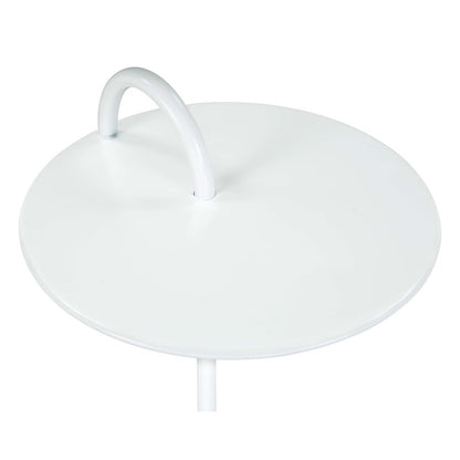 25" White Iron And Marble Round Pedestal End Table