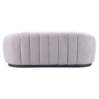 85" Light Gray Upholstered Curved Sofa
