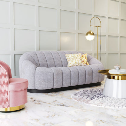 85" Light Gray Upholstered Curved Sofa
