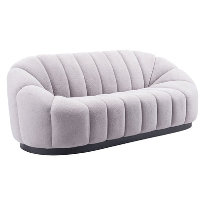 85" Light Gray Upholstered Curved Sofa
