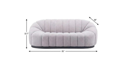 85" Light Gray Upholstered Curved Sofa