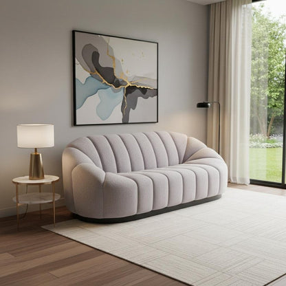 85" Light Gray Upholstered Curved Sofa