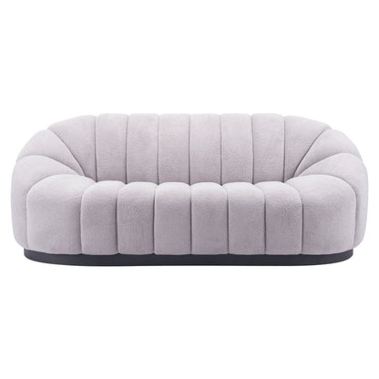 85" Light Gray Upholstered Curved Sofa