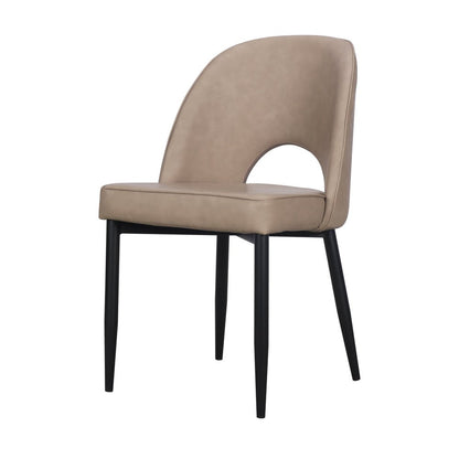 Set of Two Light Gray Slipcovered Faux Leather Dining Side Chairs