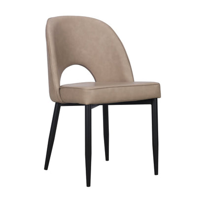 Set of Two Light Gray Slipcovered Faux Leather Dining Side Chairs