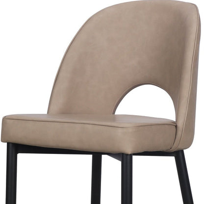 Set of Two Light Gray Slipcovered Faux Leather Dining Side Chairs