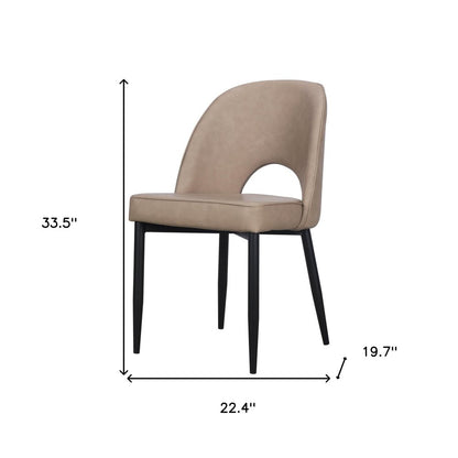 Set of Two Light Gray Slipcovered Faux Leather Dining Side Chairs