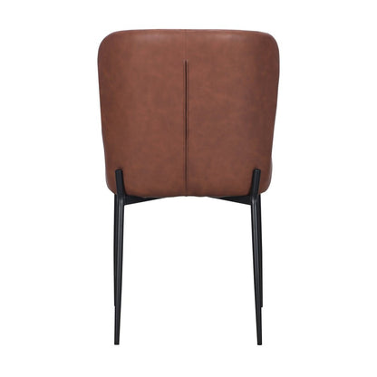 Set of Two Brown Slipcovered Faux Leather Dining Side Chairs