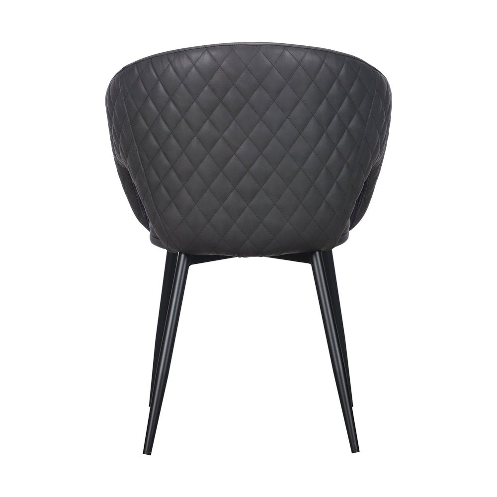 Set of Two Dark Gray Faux Leather Dining Arm Chairs