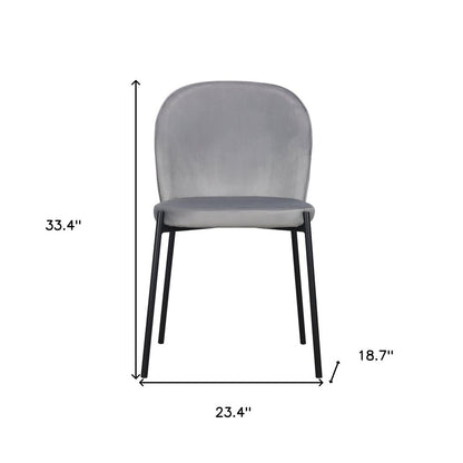 Set of Two Gray Velvet Dining Side Chairs
