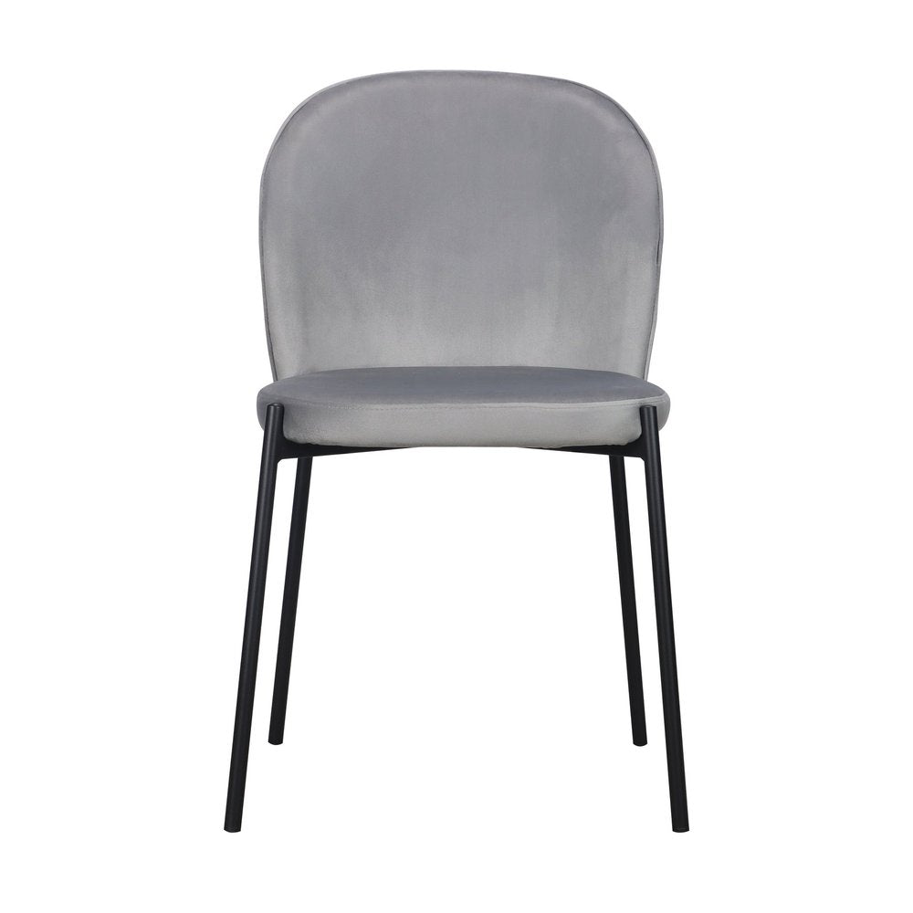 Set of Two Gray Velvet Dining Side Chairs