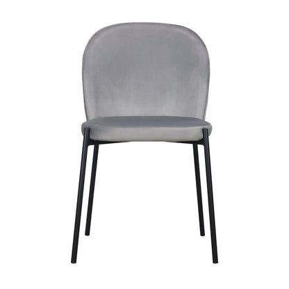 Set of Two Gray Velvet Dining Side Chairs