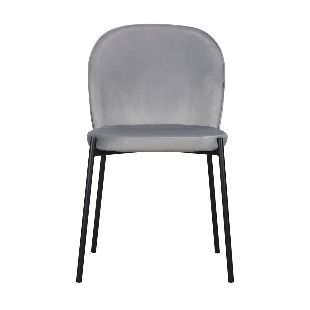 Set of Two Gray Velvet Dining Side Chairs