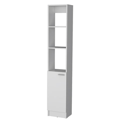 13" White Wood Single Door Linen Cabinet