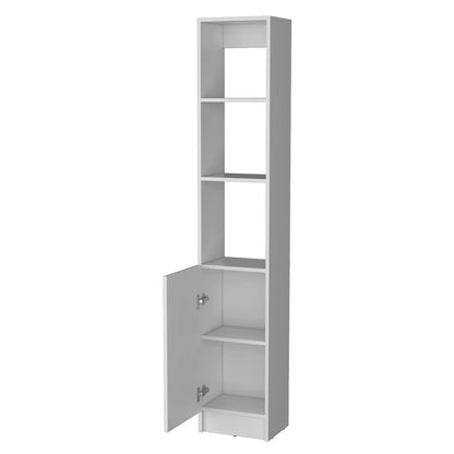 13" White Wood Single Door Linen Cabinet