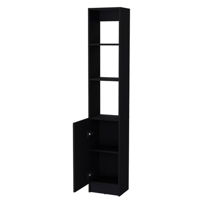 13" Black Wood Single Door Linen Cabinet