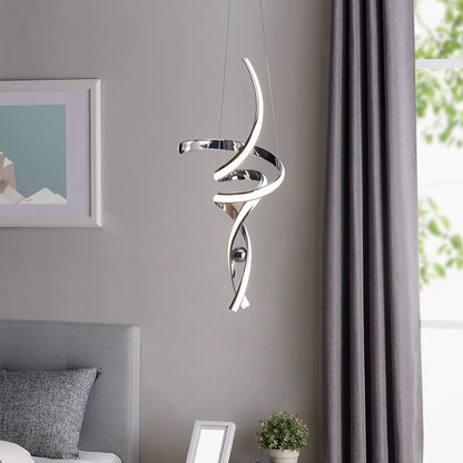 Silver Two Light Metal LED Dimmable Chandelier