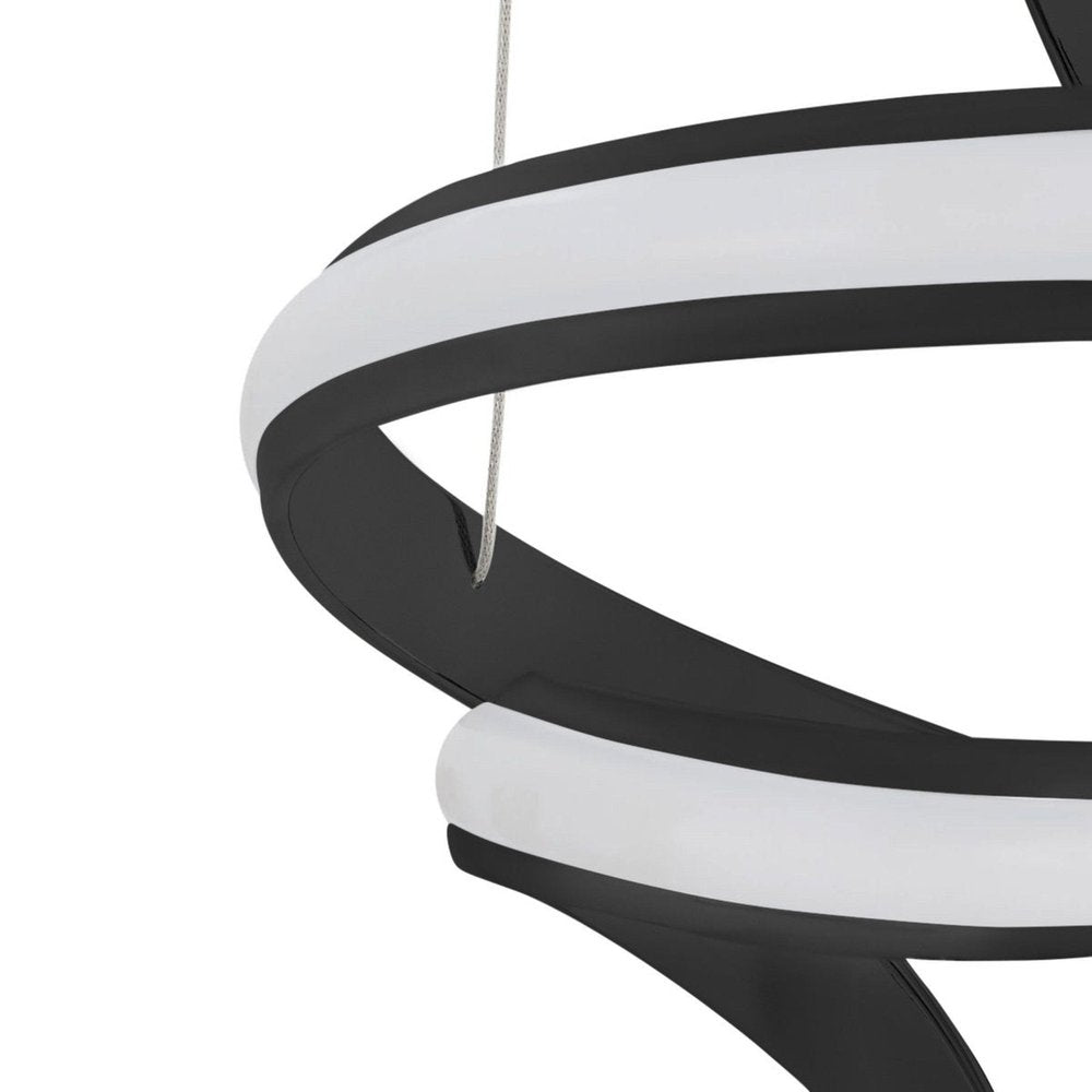 Black Two Light Metal LED Dimmable Smart Enabled Chandelier