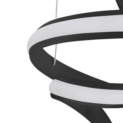 Black Two Light Metal LED Dimmable Smart Enabled Chandelier