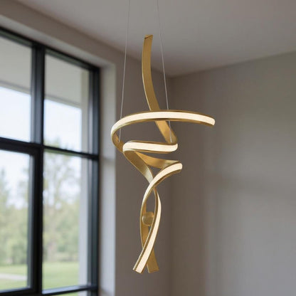 Gold Two Light Metal LED Dimmable Chandelier