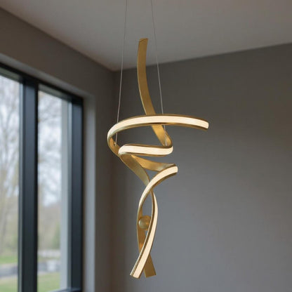 Gold Two Light Metal LED Dimmable Smart Enabled Chandelier