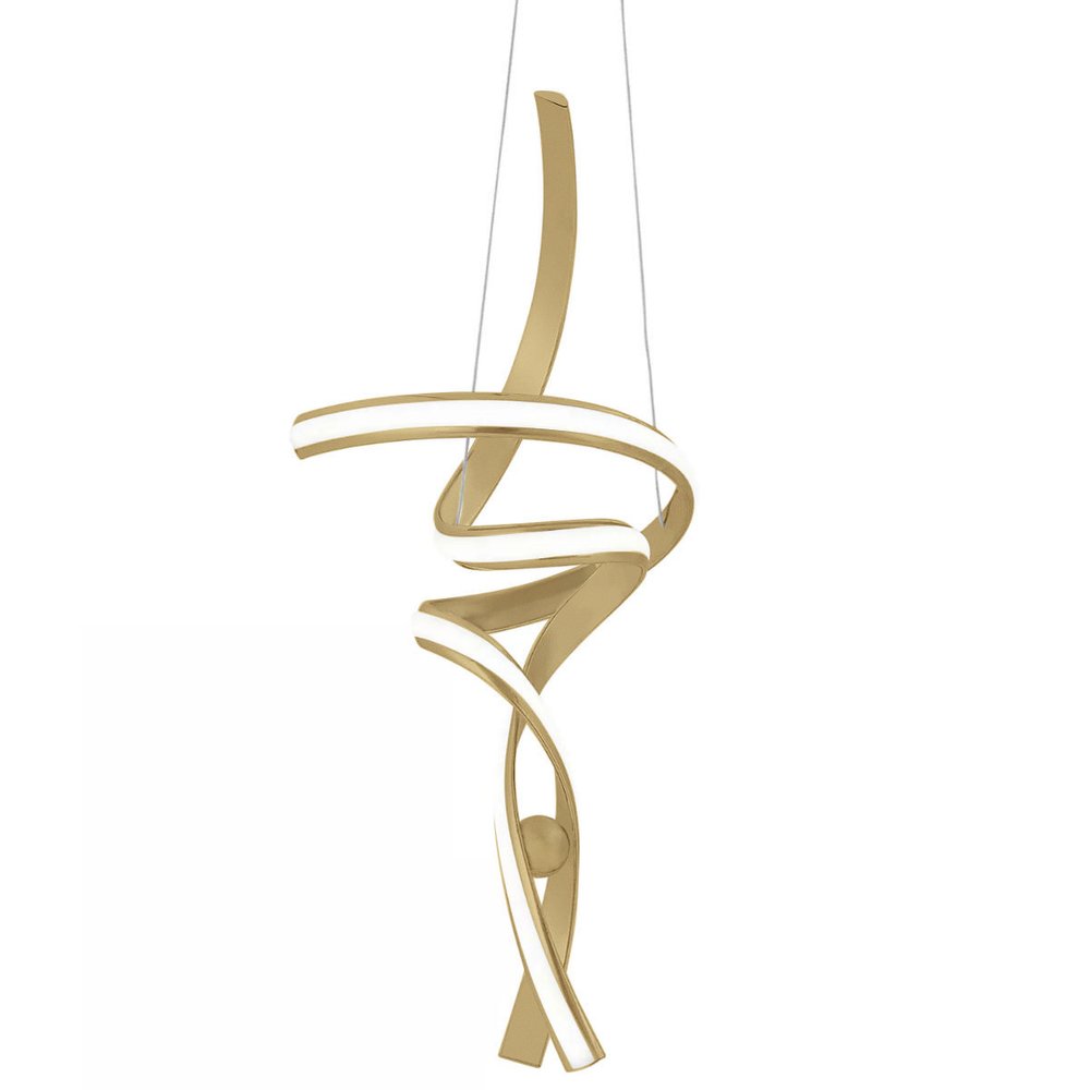 Gold Two Light Metal LED Dimmable Smart Enabled Chandelier