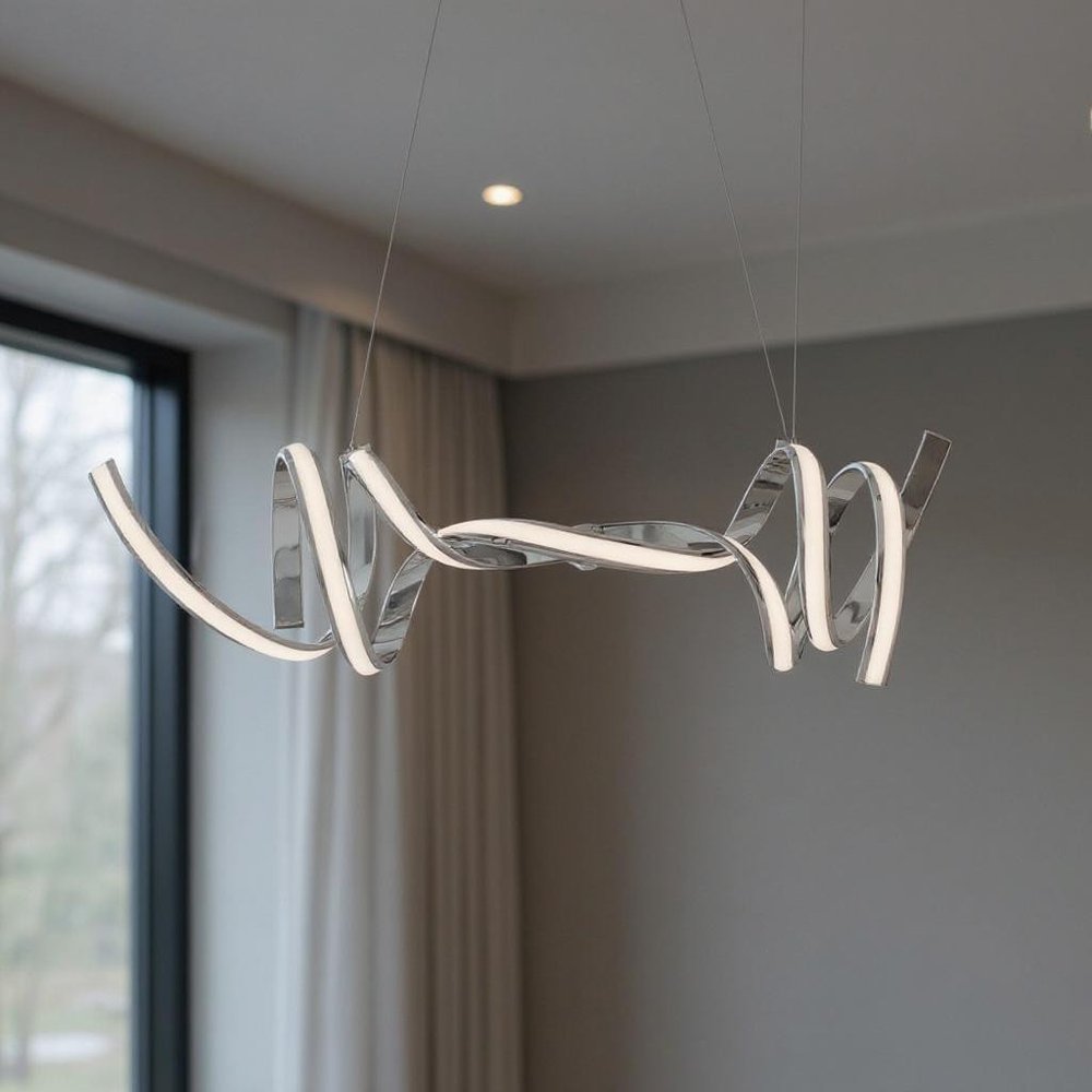 Silver Two Light Metal LED Dimmable Chandelier