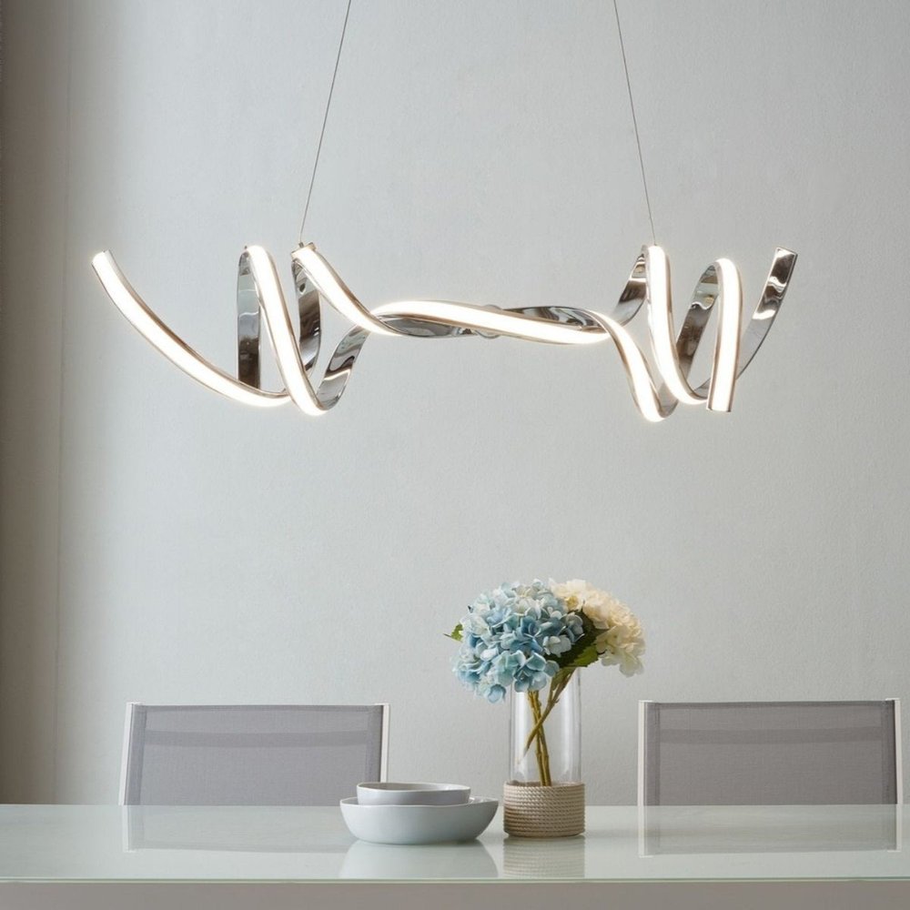 Silver Two Light Metal LED Dimmable Chandelier