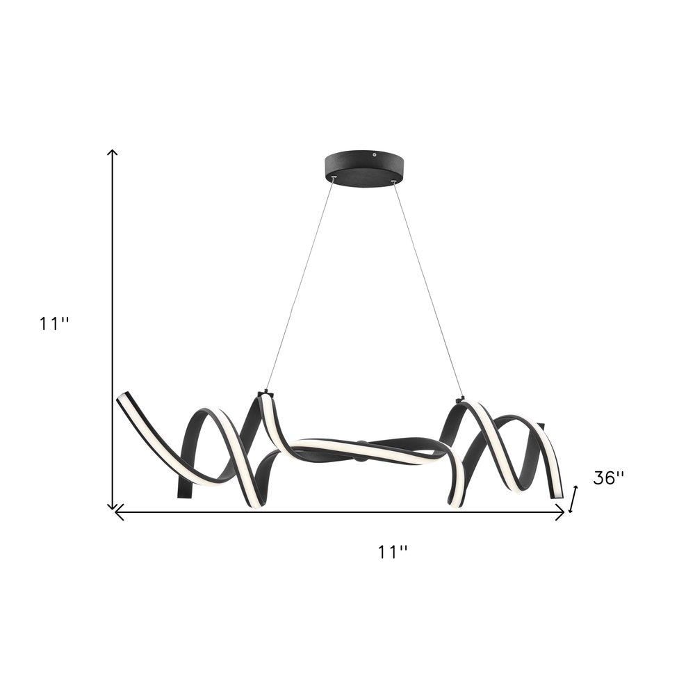 Black Two Light Metal LED Dimmable Chandelier