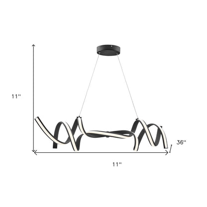 Black Two Light Metal LED Dimmable Chandelier